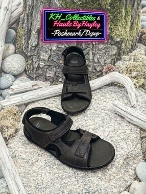 Clarks Unstructured Brown Leather Fisherman Sandals - Men's 13